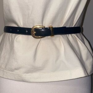 Perry Ellis Gold and Black Leather Belt with Classic Design